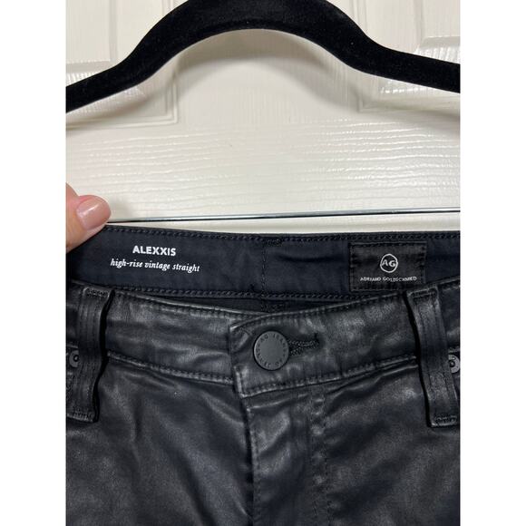 AG Adriano Goldschmied Alexxis Vintage Straight Black Leatherette Sateen Jean - Picture 7 of 10